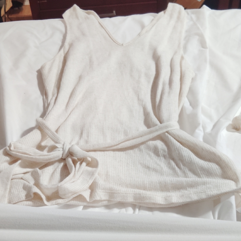 a new day Cream Ribbed Sleeveless Blouse